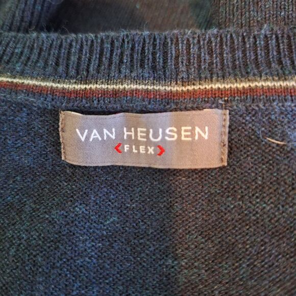 VAN HEUSEN FLEX XL NAVY SWEATER VEST KNIT RIBBED COTTON BLEND OFFICE GOLF SPORTY - Picture 6 of 9